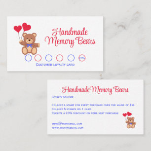 Handmade Memory Bear Business Loyalty Card