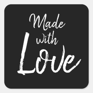 Handmade minimalist modern typography business square sticker