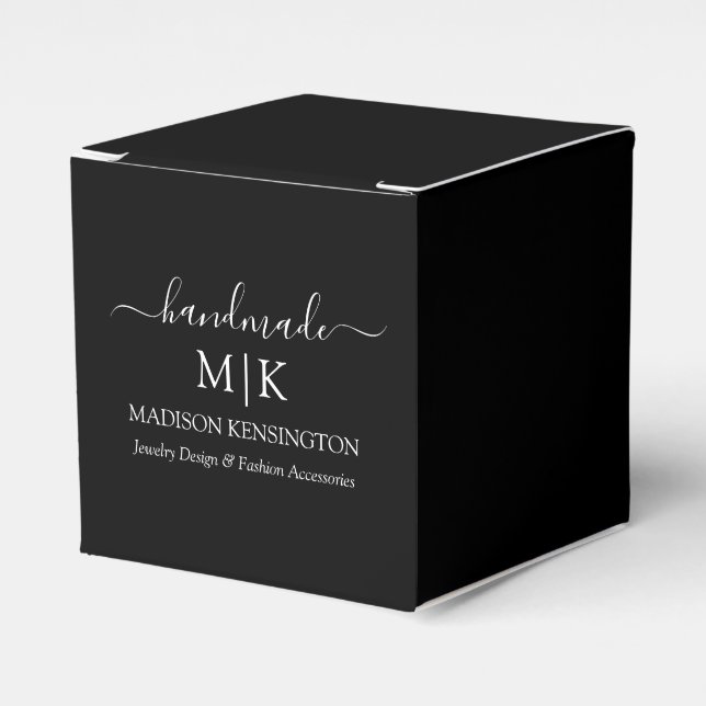 Handmade Monogram or Add Logo Business Black Small Favor Box (Front Side)