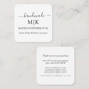 Handmade Monogram or Add Logo Business Insert Card