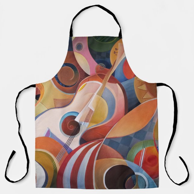 Handmade Music Abstract Painting Apron (Front)