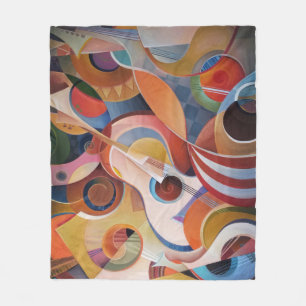Handmade Music Abstract Painting Fleece Blanket
