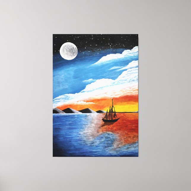 Handmade Night Painting Canvas Print (Front)