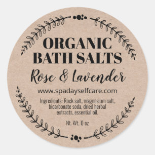 Handmade Organic Bath Salt Labels On Kraft