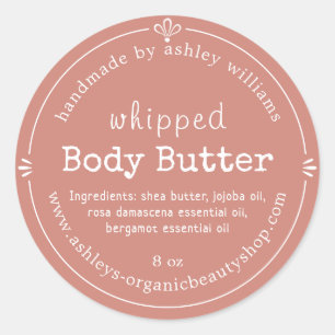 Handmade Organic Body Butter Label TerraCotta