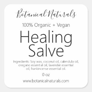 Handmade Organic Pure Vegan Healing Balm Labels
