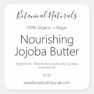 Handmade Organic Vegan Body Butter Simple Labels