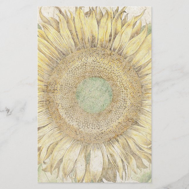 Handmade Paper Sunflower Flowers Floral Stationery (Front)