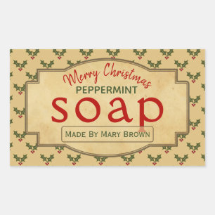 Handmade Peppermint Soap Christmas Mistletoe Sticker