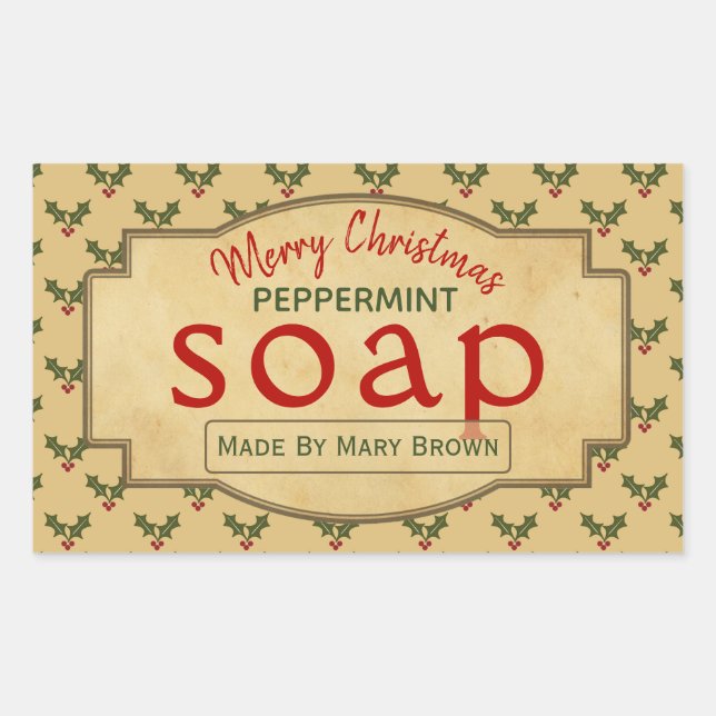 Handmade Peppermint Soap Christmas Mistletoe Sticker (Front)