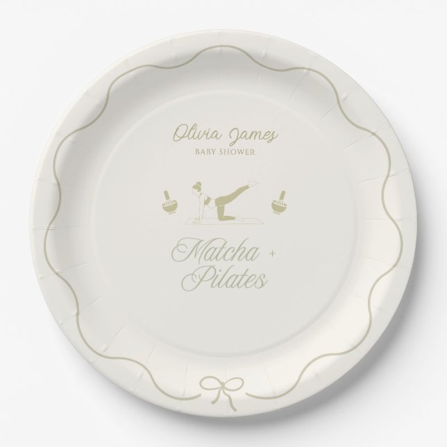 Handmade pilates baby shower paper plate (Front)