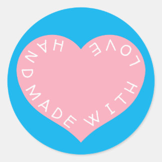 Handmade Pink Love heart Classic Round Sticker