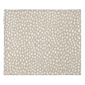 Handmade polka dot brush spots (white/tan) duvet cover (Back)