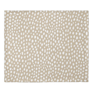 Handmade polka dot brush spots (white/tan) duvet cover