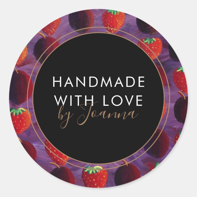 Handmade Product Business Strawberry Fruit Label (Front)