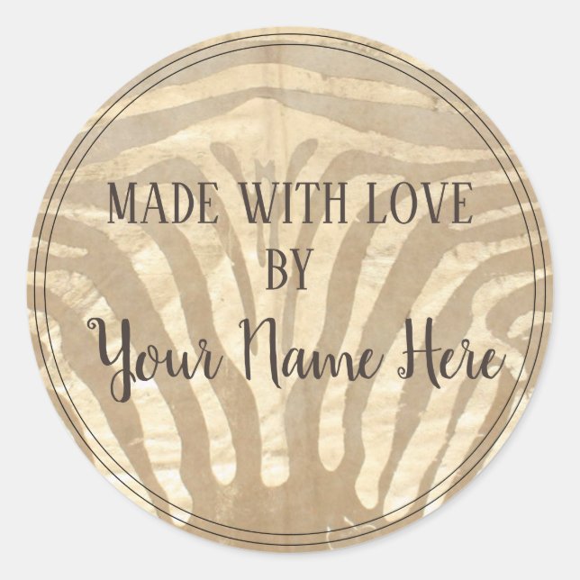 Handmade Product Cowhide Gold Round Sticker (Front)