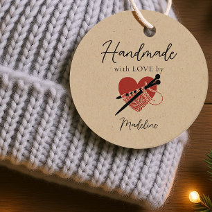 Handmade Product Knitting Heart Red Black Artisan Favour Tags