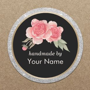 Handmade Product Modern Floral Deco Business Classic Round Sticker