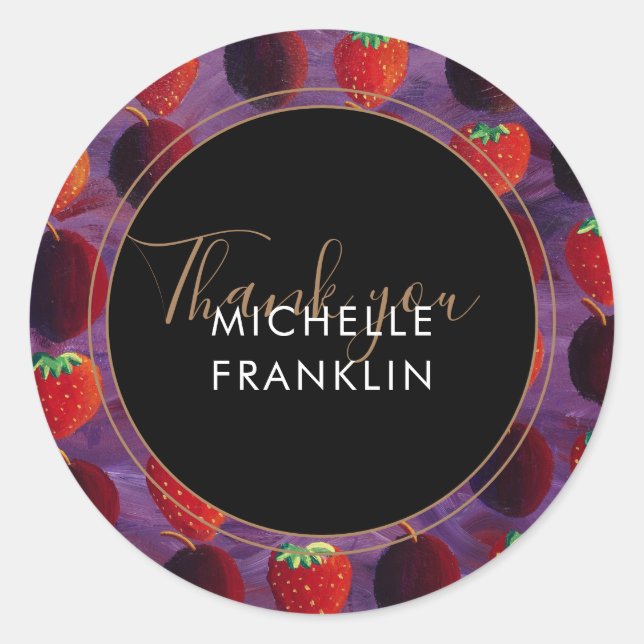 Handmade Product Thank You Strawberry Fruit Label (Front)