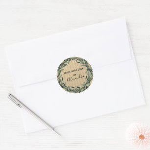 Handmade Product Vintage Branch Trendy greenery Classic Round Sticker