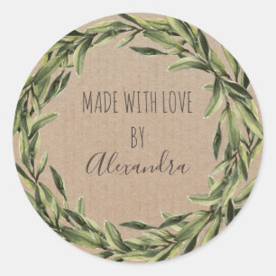 Handmade Product Vintage Branch Trendy Kraft Paper Classic Round Sticker