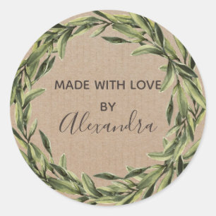 Handmade Product Vintage Branch Trendy Kraft Paper Classic Round Sticker