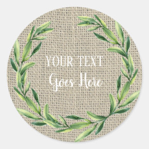 Handmade Product Vintage Burlap Floral Wreath Classic Round Sticker
