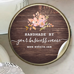 Handmade Product Vintage Floral Rustic Wood Classi Classic Round Sticker
