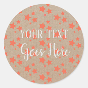 Handmade Product Vintage Stars Craft Orange Classic Round Sticker