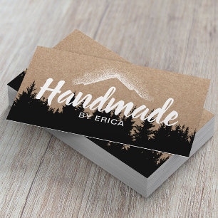 Handmade Products Mountain Logo Rustic Kraft Business Card