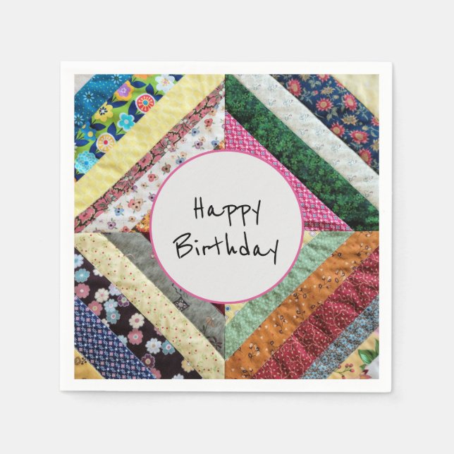 Handmade Quilt Pattern Birthday Napkin (Front)