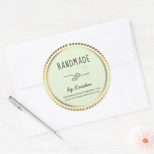 Handmade Rustic Green Golden Frame Classic Round Sticker