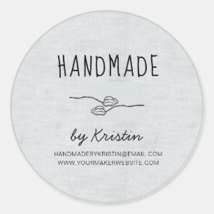 Handmade Rustic Grey Canvas Classic Round Sticker