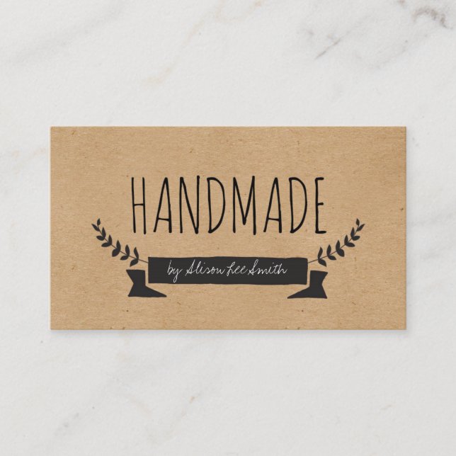 Handmade Rustic Kraft Business Card (Front)