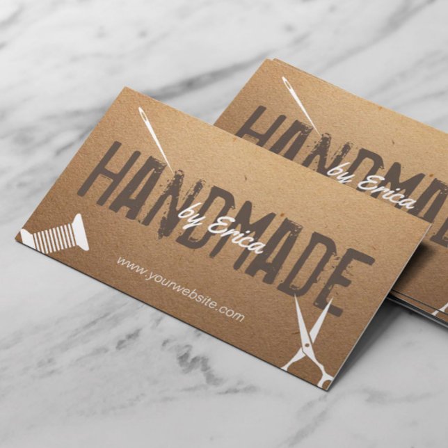 Handmade Sewing Crafts Vintage Cardboard Business Card (Creator Uploaded)
