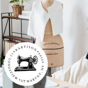 Handmade Sewing Machine Return Address Classic Round Sticker
