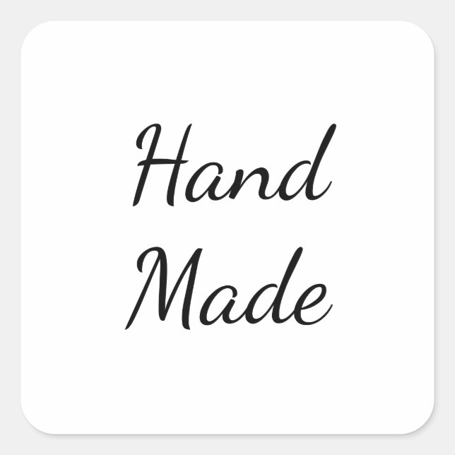 Handmade Simple Cursive Square Sticker (Front)