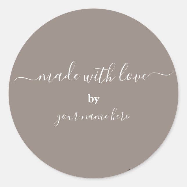 Handmade Simple Elegant Packaging Classic Round Sticker (Front)