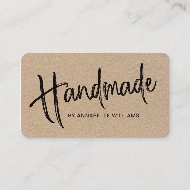 Handmade | Simple Kraft Texture  Business Card (Front)