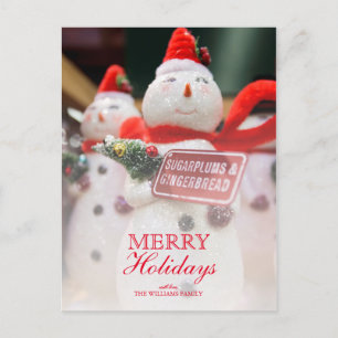 Handmade Snowman Ornament Holiday Postcard