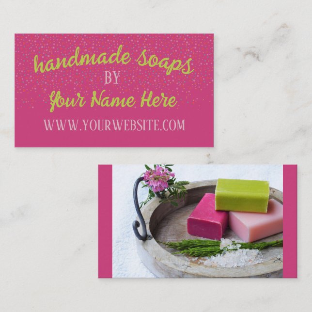 Handmade Soap Add Your Name Purple Business Card (Front/Back)