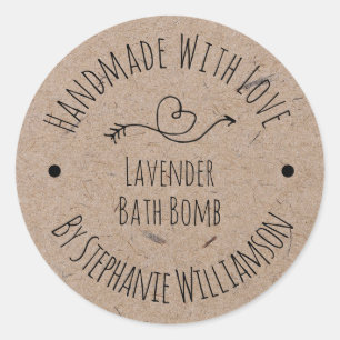 Handmade Soap Bath Bomb   Kraft Paper Classic Round Sticker