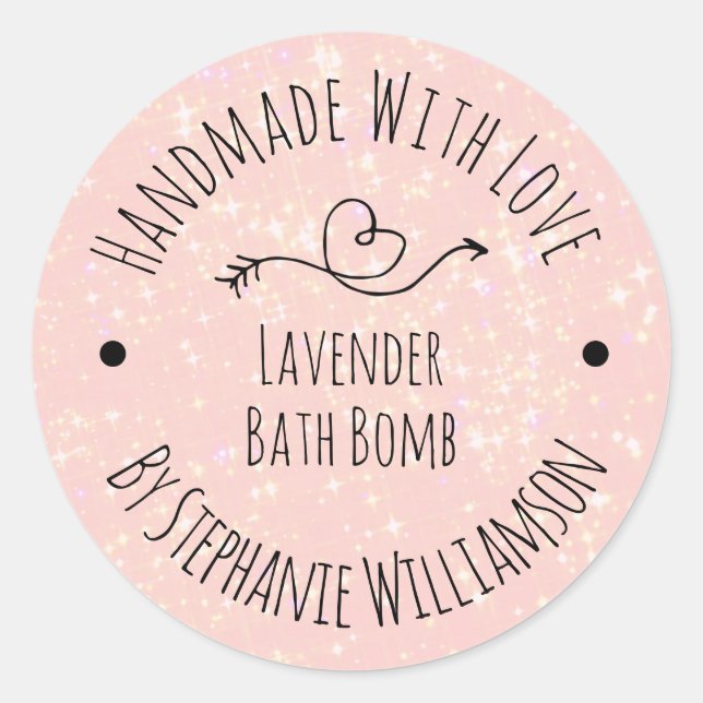 Handmade Soap Bath Bomb | Pink Glitter Classic Round Sticker (Front)