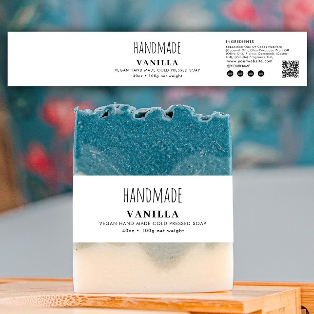 Handmade Soap Belly Band White Product Label Wrap Invitation Belly Band (Handmade Soap Belly Band White Product Label Wrap)