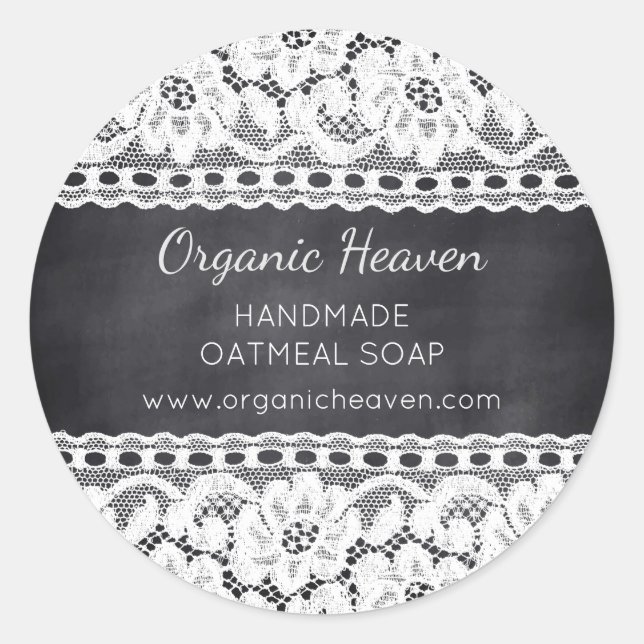 Handmade Soap Label Chalkboard Vintage Lace Custom (Front)