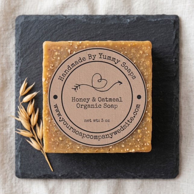 Handmade Soap Label |Faux Kraft Paper Doodle Heart (Creator Uploaded)