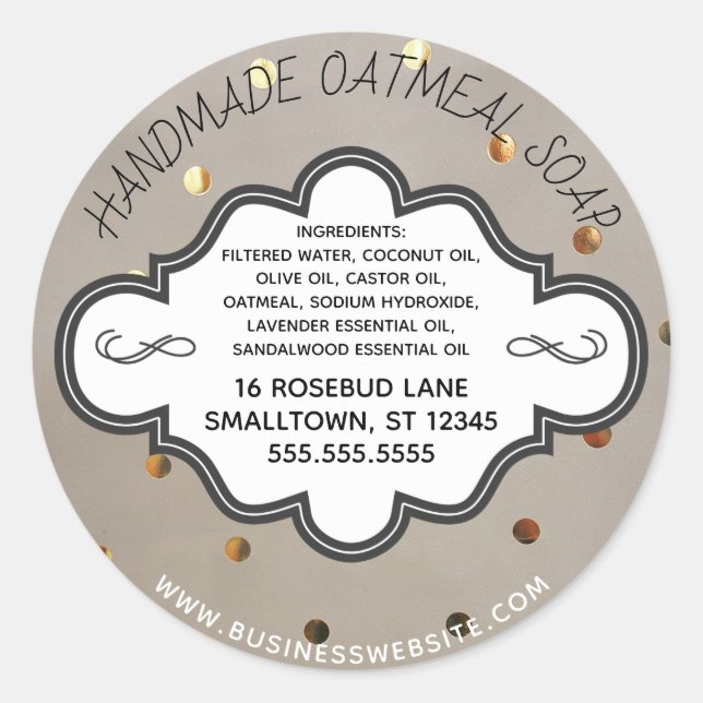 Handmade Soap Label Kraft Paper Foil Polka Dots (Front)