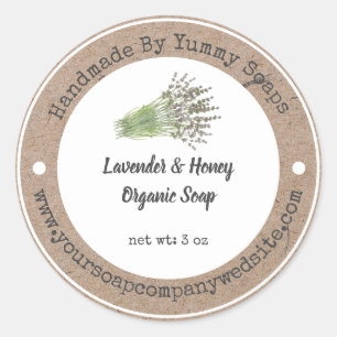 Handmade Soap  Label  Lavender on Faux Kraft Paper