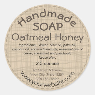 Handmade Soap Label Round Sticker Country Rustic