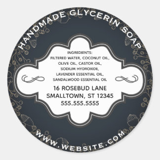 Handmade Soap Label Rustic Black Gold Botanical